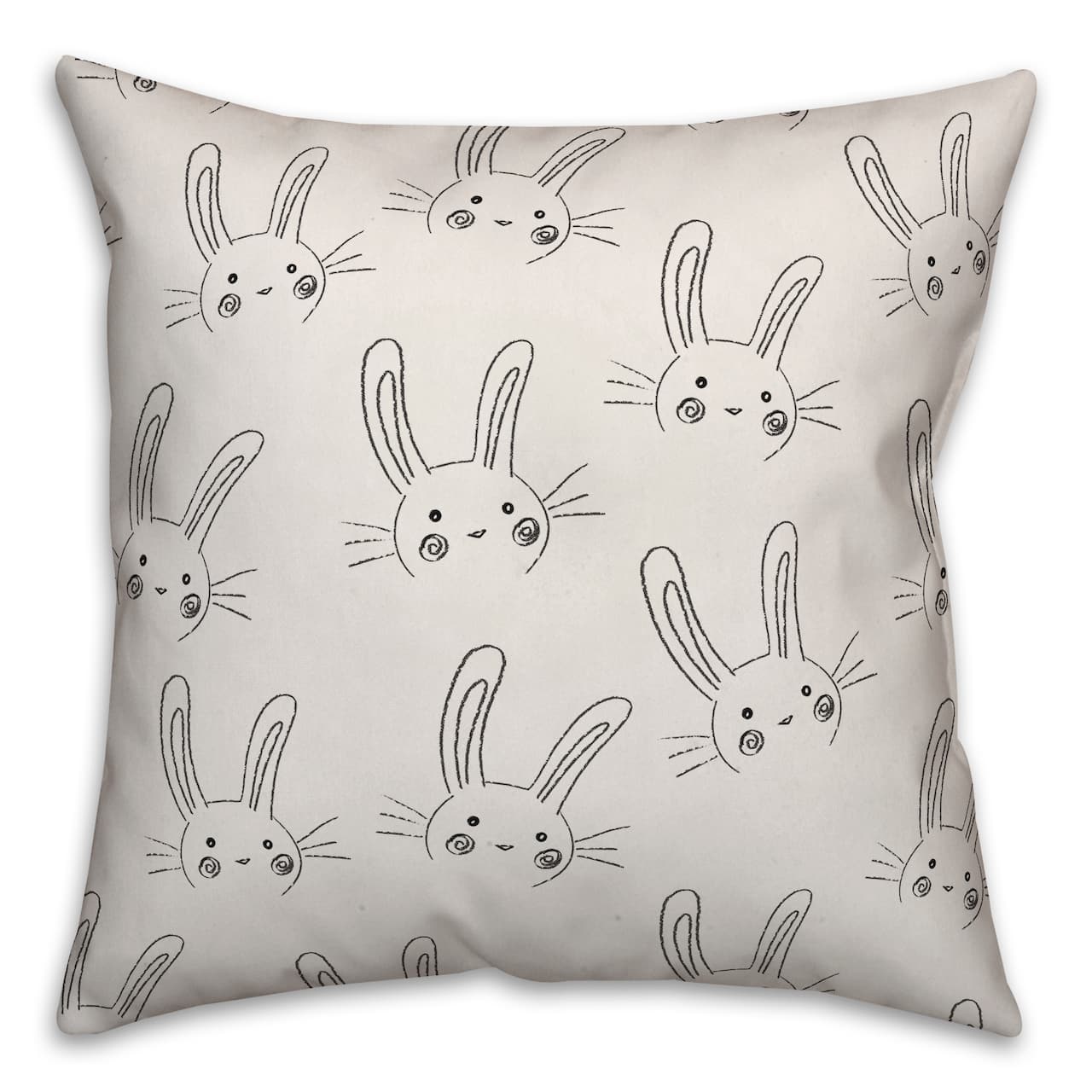 Bunny Sketch Pattern Throw Pillow